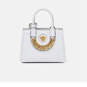 Versace Elegant White Tote with Gold Chain